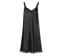 Ladies Nightie Satin Lace Trim Nightdress UK Sizes 6-30 With Adjustable Straps Black