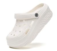 Ladies Non Slip Clogs Casual Platform Clogs Mules Platform Clogs Platform Garden Sandals-Extra 2.36 inches White 5