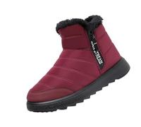 Ladies Non Slip Snow Boots Winter Warm Fur Lined Ankle Boots Women's Waterproof Thermal Slip on Booties Lightweight Stylish Walking Booties Outdoor Hiking Boot Trekking Boot Size 3-8 Red