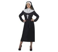 Smiffys Nun Costume, Black with Dress, Belt & Headdress, Saints and Sinners Fancy Dress, Nun Dress Up Costumes