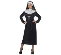 Ladies Nun Mens Priest Couples Fancy Dress Costume Vicar Nuns New S-XL