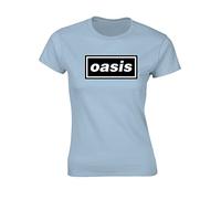 Ladies Oasis Decca Logo (Light Blue) Official Tee T-Shirt Womens Girls (Large)