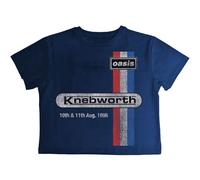 Ladies Oasis Knebworth '96 Crop Top Official Tee T-Shirt Womens Girls (Small) Blue