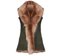 Ladies Olive Women's Soft Real Toscana Sheepskin Leather Gilet Waistcoat XL