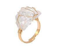 Ladies Open Adjustable Rings, Crystal Ring Crystal Ring Adjustable Gemstone Rings Copper Wire Wrapped Ring Irregular Colorful Gem Ring For Women And Girls