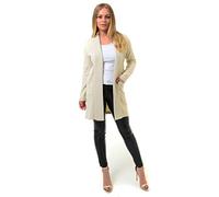 Ladies Open Front Knitted Long Sleeve Smart Cardigan Jacket (2XL (18-20), Cream Marl)