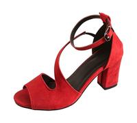 Ladies Open Toe Cutout Low Wedge Orthopedic Fancy Sandals Soft Stylish Hook Loop Strap Sandals Non Slip Comfy Summer Party Shoes Platform Lightweight Beach Shoes Red, Size 4.5