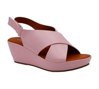 Ladies Open Toe Slip On Mid Heel Wedge Hook And Loop Casual Summer Sandals, Pink, UK 3