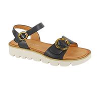 Cipriata L282 MIMI Womens Halter Back Twin Buckle Wedge Sandal (Black Pu, numeric_4)