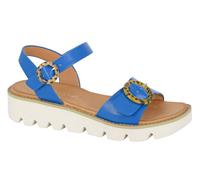 Ladies Open Toe Wedge Sandals Cipriata L282 Halter Back Twin Buckle Shoes UK3-8