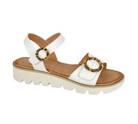 Cipriata L282 MIMI Womens Halter Back Twin Buckle Wedge Sandal (White Pu, numeric_8)
