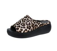 Ladies Orthopedic Sandals Mules Size 7 UK Clearance Women Wedge Sandal Leopard Print Peep Toe Platform Sliders Open Toe Slide Backless Slipper Brown Footwear Gifts