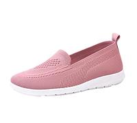 Ladies Orthopedic Shoes Slip On Walking Flats Women Lightweight Knitted Sneakers Comfortable Dressy Knit Loafers Washable Casual Nurse Shoes with Arch Support Mesh Breathable Running Sneakers Pink