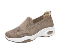 Ladies Orthopedic Shoes Soft Breathable Woven Upper Anti Slip Gentle Sole Portable Comfy Arch Support Casual Flat Shoes for Walking Travel Khaki
