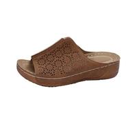 Ladies Orthopedic Slip On Mules Wedge Platform Slipper Hollow Out Shoe Flat Slippers Roman Sandals Open Toe Slingback Sandals Large Size Pure Color Round Toe Sandal Retro Summer Sandal