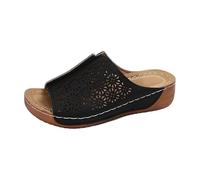Ladies Orthopedic Slip On Mules Wedge Platform Slipper Hollow Out Shoe Flat Slippers Roman Sandals Open Toe Slingback Sandals Large Size Pure Color Round Toe Sandal Retro Summer Sandal