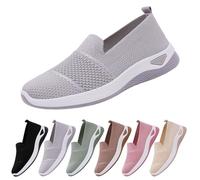 Ladies Orthopedic Trainers Ladies Trainers Slip On Women's Wide Fit Breathable Mesh Walking Running Shoes Comfortable Arch Support Soft Sole Womens Grey 6