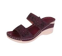 Ladies Orthopedic Wedges Platform Wedge Sandals Women's Summer Retro Roman Leisure Slope with A Open Toe Slope Heel Slippers Flatform Sandals Gold Woman Sandal Shoes Size 6 (Red,4.5)