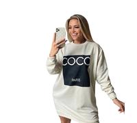 Ladies Oversized Baggy Shirts Women Crewnec Long Sleeve Boss lady Coco Slogan Top Plain Causal OneSize Pullover Side Pockets Sweatshirts Soft Jumper