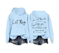 Ladies Oversized Hoodies Comfortable Plus Sizes Sweatshirt Top Jumper Jacket Casual Pullover Tops Activewear With Pockets Autumn Winter Thermal Fleece Uni-Sex Plain Loose Light Blue