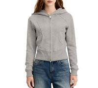 Ladies Oversized Hoodies Soft Stretchable Hoodie Top Y2K Gothic Sweatshirt Sweaters Cute Loose Activewear With Pockets Autumn Winter Thermal Fleece Tops Uni-Sex Plain Light Gray