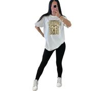 Ladies Oversized Liberty Leopard Bow T-Shirt Women’s Slogan Tee Top Short Sleeve (UK, Numeric, 12, Regular, Regular, White)