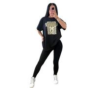 Ladies Oversized Liberty Leopard Bow T-Shirt Women’s Slogan Tee Top Short Sleeve (UK, Numeric, 16, Regular, Regular, Black)