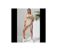 Ladies Oversized Nope Not Today Identical Graphic Print Short Sleeves T Shirt Top KDMD Tan S/M
