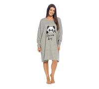 Ladies Oversized Sleep Long Sleeve T-Shirt LN451 Grey Panda