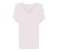 Ladies Oversized Turn Up Sleeve V Neck Tunic Top Womens Summer Fashion Short Sleeve Baggy Top Shirt Cream UK 16-18