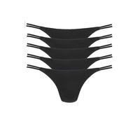 Ladies Pack of 5 Thongs Black