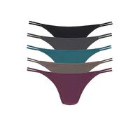 Ladies Pack of 5 Thongs Black