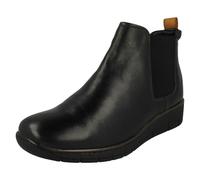Ladies Padders Leather Wide Fitting Wedge Heeled Casual Short Ankle Boots Rowen