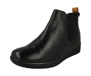 Ladies Padders Leather Wide Fitting Wedge Heeled Casual Short Ankle Boots Rowen
