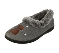 Ladies Padders Slippers With Cats Motifs With A Faux Fur Trim 'Anna'