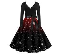 Ladies Party Dresses Size 16 Uk,Plus Size Dress for Women Fashionable Long Sleeve V-Neck Evening Party Prom Beachwear - Sleek Elegant Design for (Black, L)