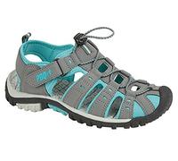 Ladies PDQ Toggle & Touch Fastening Sports Trail Sandals (6 UK, Grey/Jade)