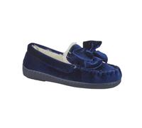 Ladies Pembroke Tartan Faux Fur Lined Moccasin Carpet Bedroom Slippers Shoes Size 3-8 (Navy 2, 8 UK, UK Footwear Size System, Adult, Women, Numeric, Medium, 8)