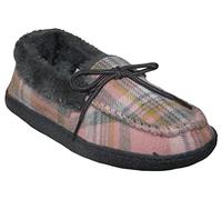 Ladies Pembroke Tartan Faux Fur Lined Moccasin Carpet Bedroom Slippers Shoes Size 3-8 (Pink, UK Footwear Size System, Adult, Women, Numeric, Medium, 5)