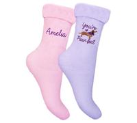 Ladies Personalised Dachshund Sausage Dog Pawfect Thermal Bed Socks (UK, Numeric, 4, 7, Regular, Regular, Lilac)