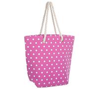 Ladies Pink Polka Canvas Beach Shoulder Bag Tote Shopping Reuseable Handbag