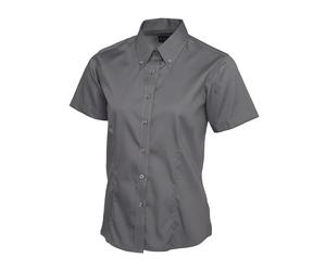 Ladies Pinpoint Oxford Half Sleeve Shirt Work Uniform Office Blouse Smart Casual