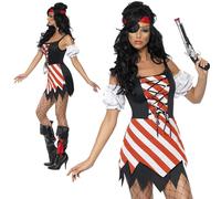 Ladies Pirate Buccaneer Caribbean Costume Fancy Dress Outfit Womens Sexy Outfit