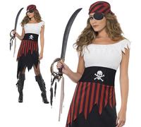 Ladies Pirate Costume Buccaneer Pirates Fancy Dress Outfit Adults UK 8-22