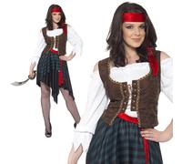 Ladies Pirate Lady Costume Caribbean Bucanneer Womens Fancy Dress UK 8-18