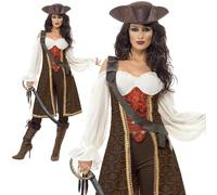 Adult High Seas Pirate Wench Costume Dress size MEDIUM, Brown