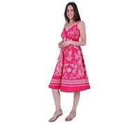 Ladies Pistachio Cross Over Cotton Dress D920 Pink Floral L