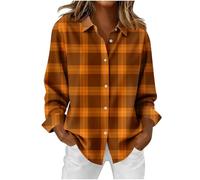 Ladies Plaid Shirts UK 2025 Fashion Long Sleeve Collared Button Down Tops Fall Winter Casual Loose Fit Blouse Dressy Comfy Lightweight Going Out T-Shirt Vintage Print Shirt