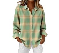 Ladies Plaid Shirts UK 2025 Fashion Long Sleeve Collared Button Down Tops Fall Winter Casual Loose Fit Blouse Dressy Comfy Lightweight Going Out T-Shirt Vintage Print Shirt