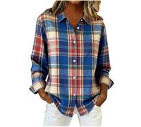 Ladies Plaid Shirts UK 2025 Fashion Long Sleeve Collared Button Down Tops Fall Winter Casual Loose Fit Blouse Dressy Comfy Lightweight Going Out T-Shirt Vintage Print Shirt
